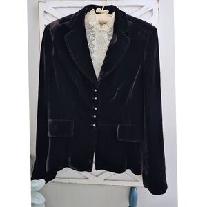 Ann Taylor Victorian Style Brown Velvet Silver Buttons Blazer Jacket